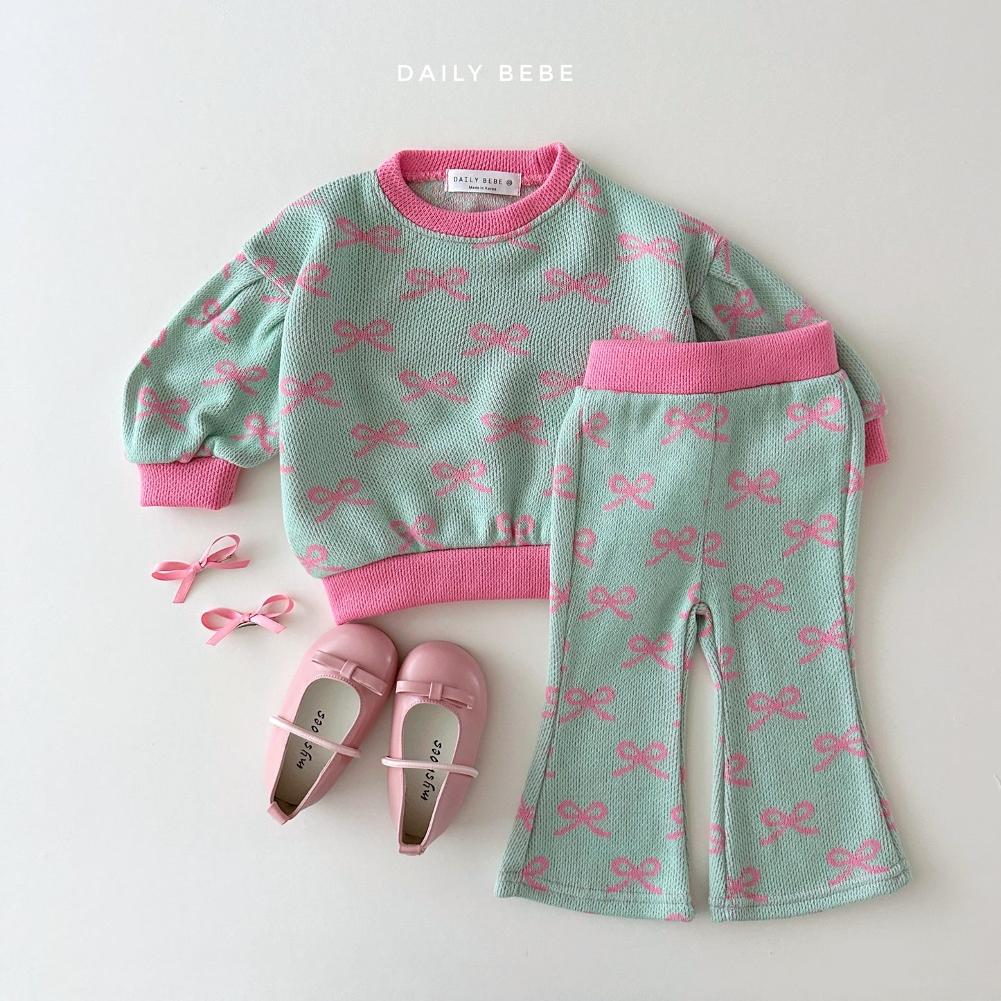 Spring Jacquard Top Bottom Set [Ribbon Mint/L(4-5yr)]