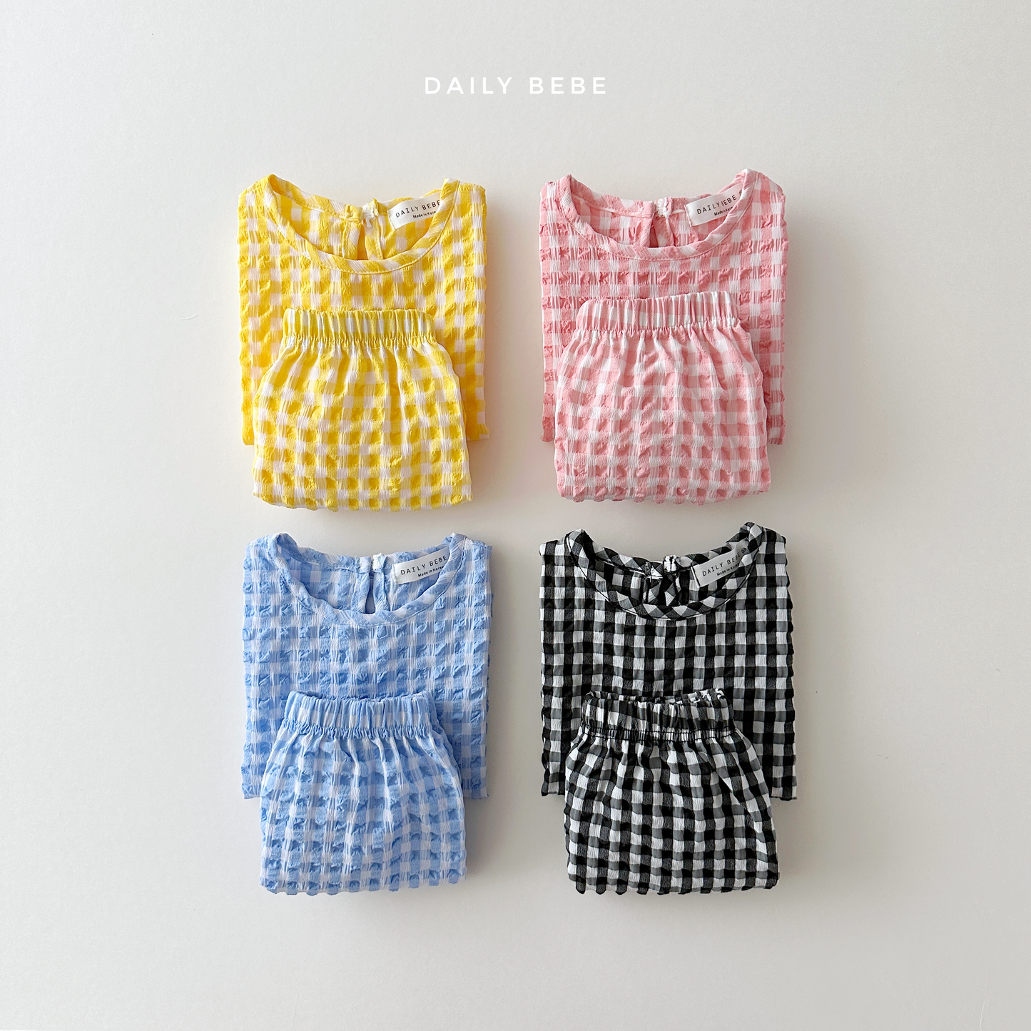 Check Cool Top Bottom Set [Yellow/XS(1-2yr)]