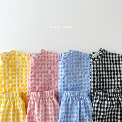 Check Cool Top Bottom Set [Yellow/XS(1-2yr)]