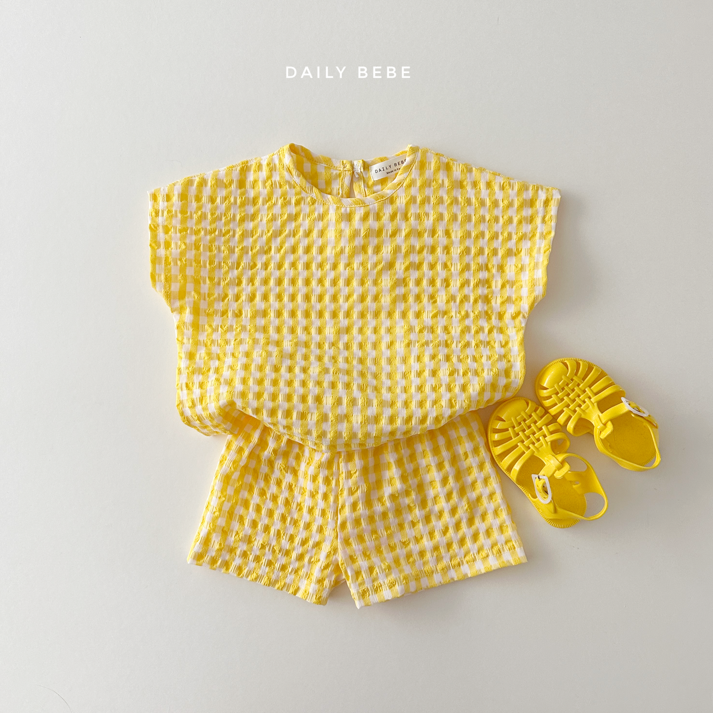 Check Cool Top Bottom Set [Yellow/XS(1-2yr)]