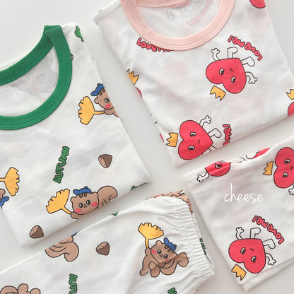 Friends Modal Home Wear Set [Heart/130/XL(6-7yr)]