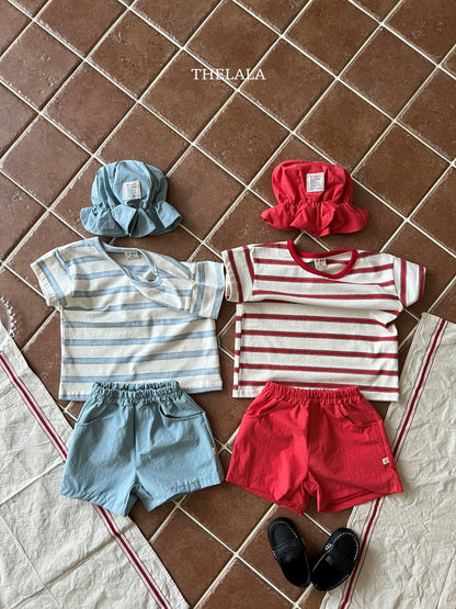 Double Line T-Shirts [Red/XS(1-2yr), L(4-5yr)]