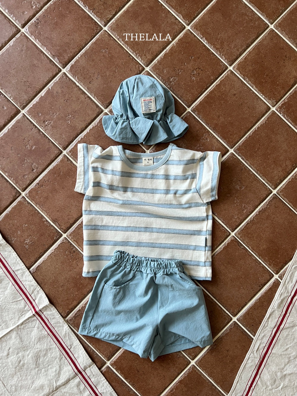 Double Line T-Shirts [Red/XS(1-2yr), L(4-5yr)]