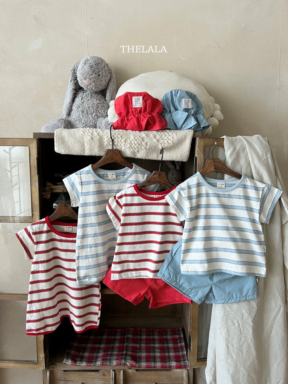 Double Line T-Shirts [Red/XS(1-2yr), L(4-5yr)]