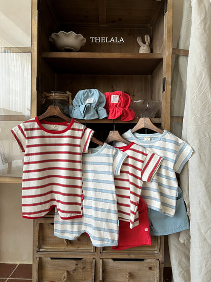 Double Line T-Shirts [Red/XS(1-2yr), L(4-5yr)]