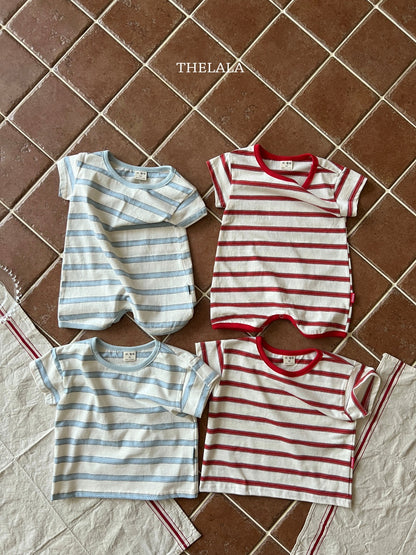 Double Line T-Shirts [Red/XS(1-2yr), L(4-5yr)]