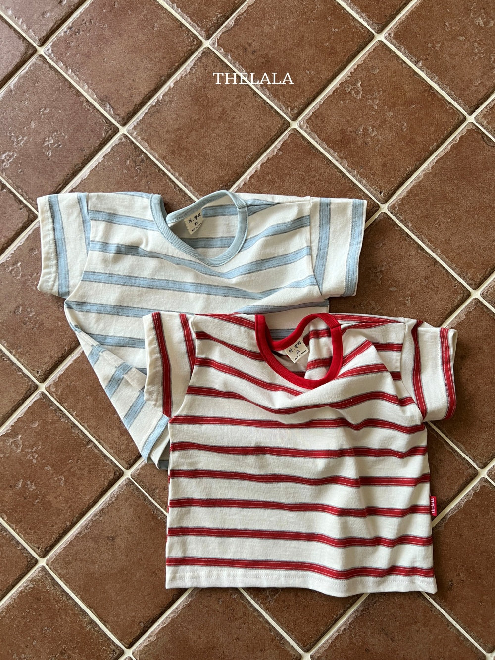 Double Line T-Shirts [Red/XS(1-2yr), L(4-5yr)]