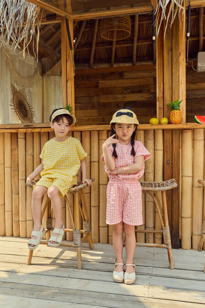 Check Cool Top Bottom Set [Yellow/XS(1-2yr)]