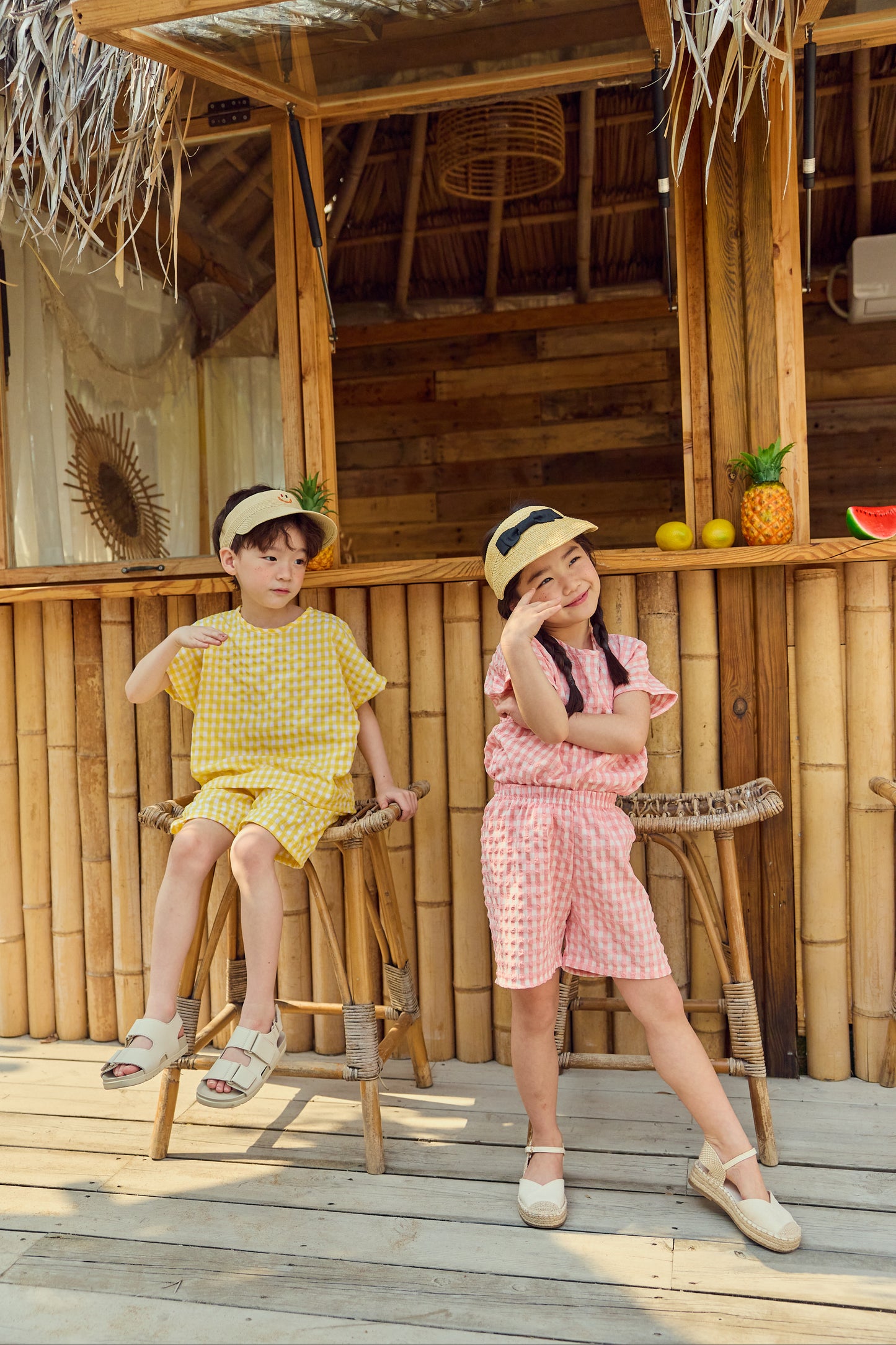 Check Cool Top Bottom Set [Yellow/XS(1-2yr)]