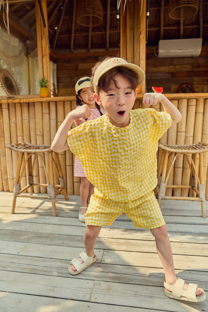 Check Cool Top Bottom Set [Yellow/XS(1-2yr)]