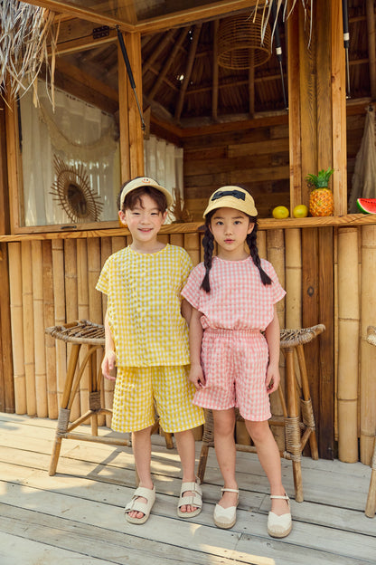 Check Cool Top Bottom Set [Yellow/XS(1-2yr)]