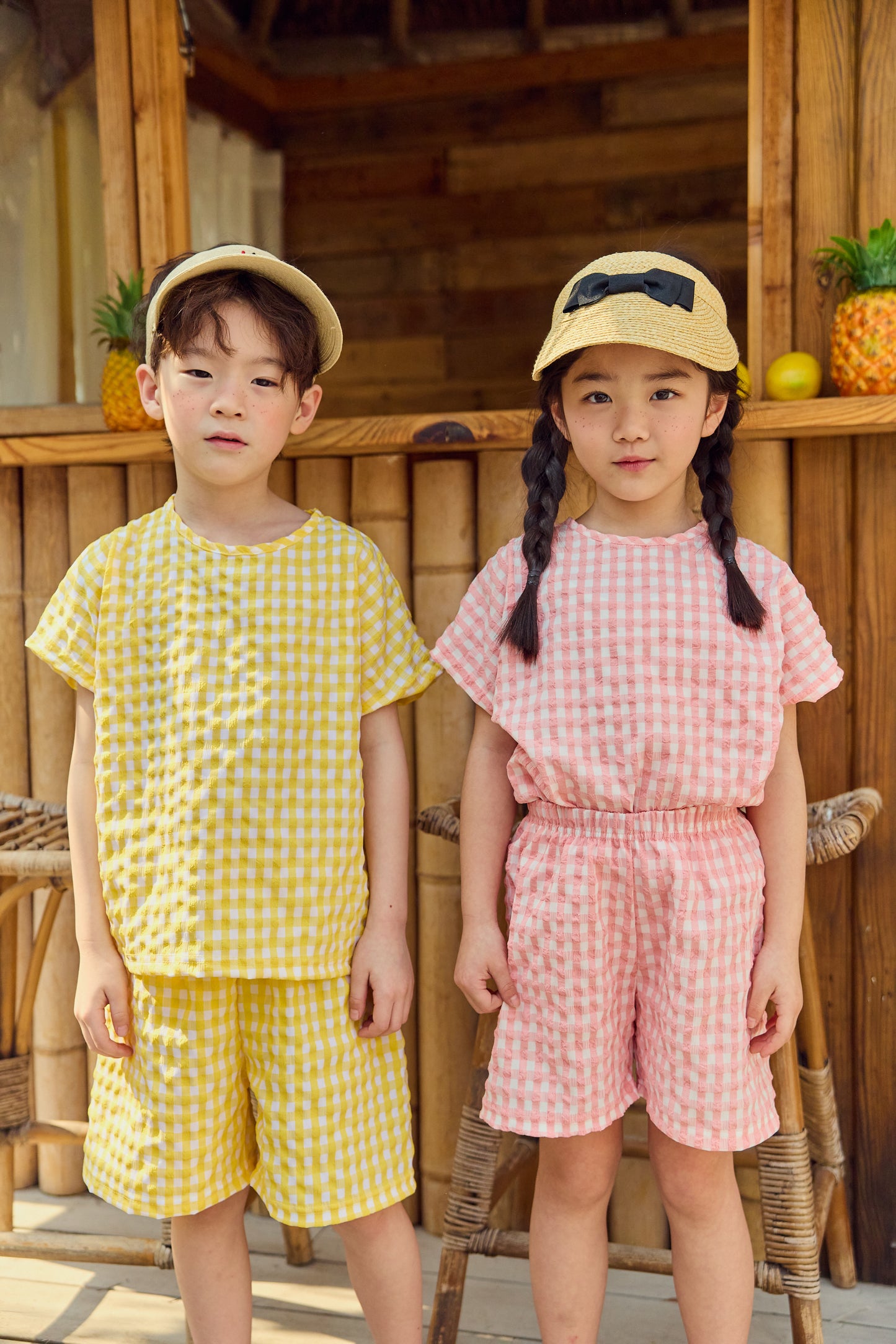 Check Cool Top Bottom Set [Yellow/XS(1-2yr)]