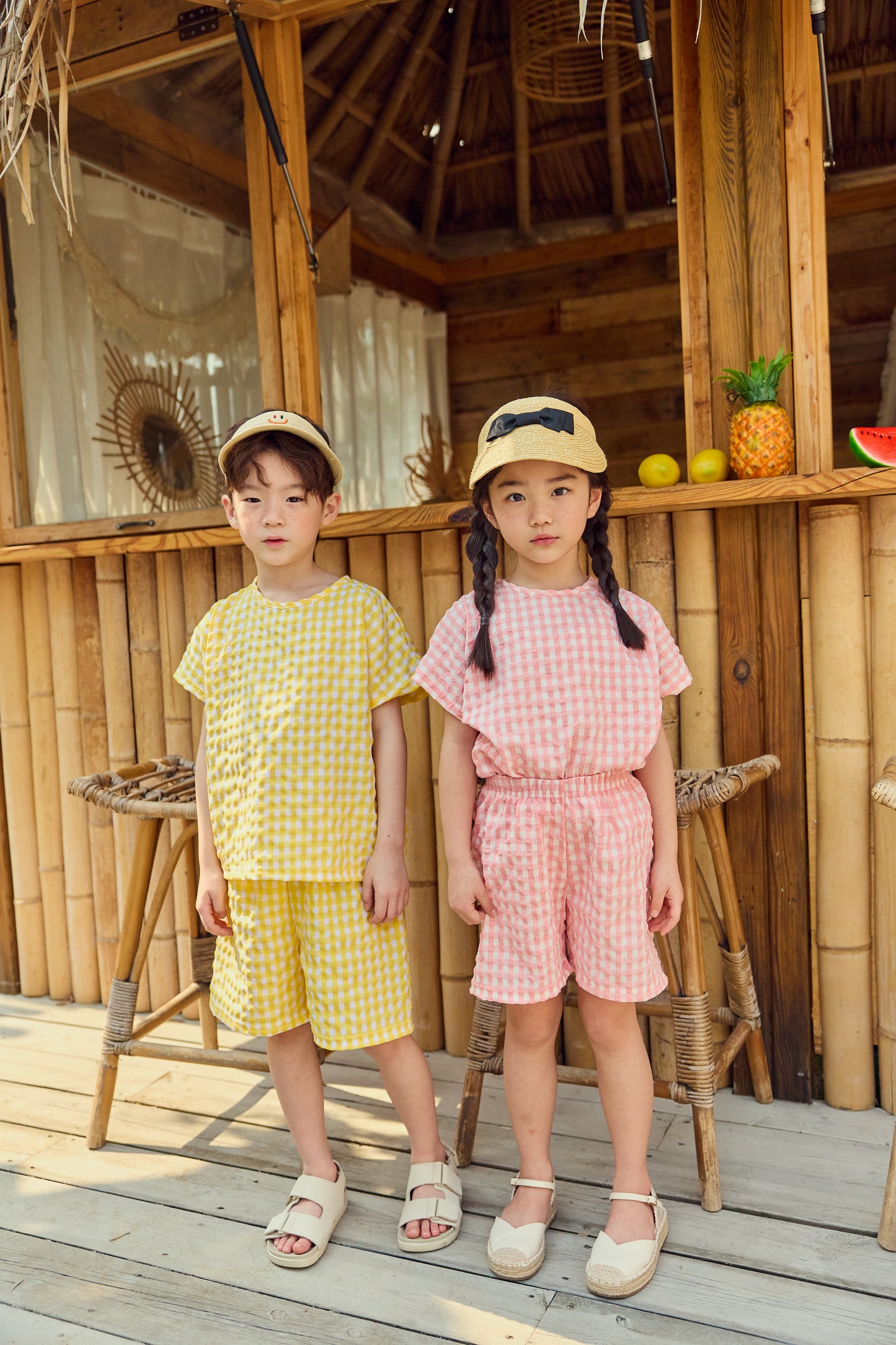Check Cool Top Bottom Set [Yellow/XS(1-2yr)]