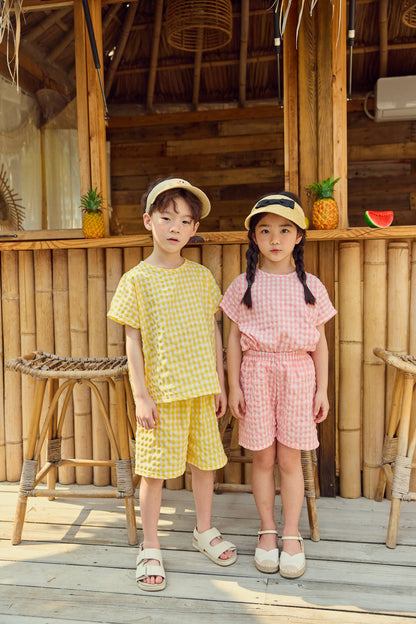 Check Cool Top Bottom Set [Yellow/XS(1-2yr)]