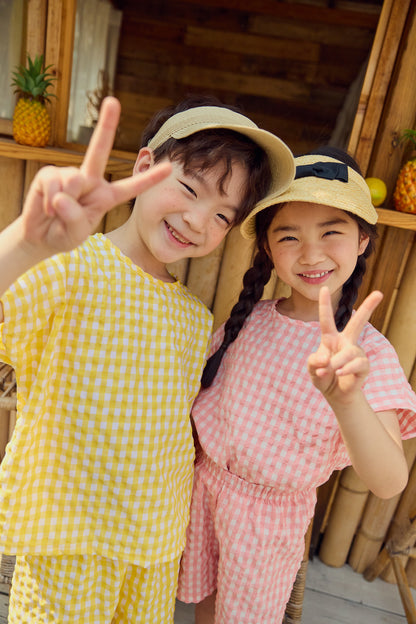 Check Cool Top Bottom Set [Yellow/XS(1-2yr)]