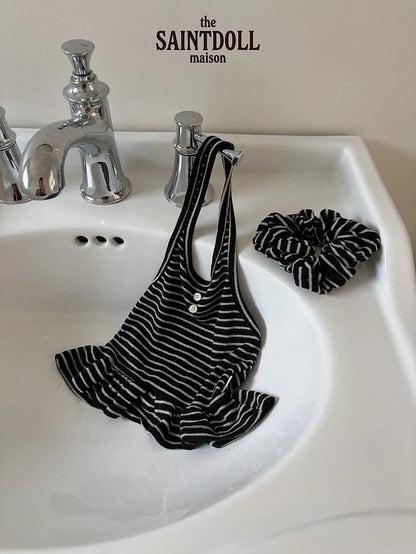 [PRE-ORDER] Stripe Button Halter Top
