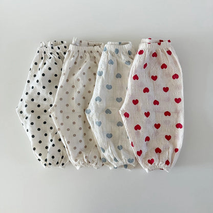 Summer Sausage Pants [Blue Heart, Beige Dot/100/M(3-4yr)]