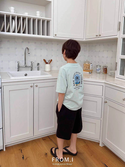 Palm Tree T-Shirts [Mint/S(3-4yr), JL(10-12yr)]