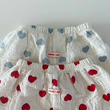 Summer Sausage Pants [Blue Heart, Beige Dot/100/M(3-4yr)]
