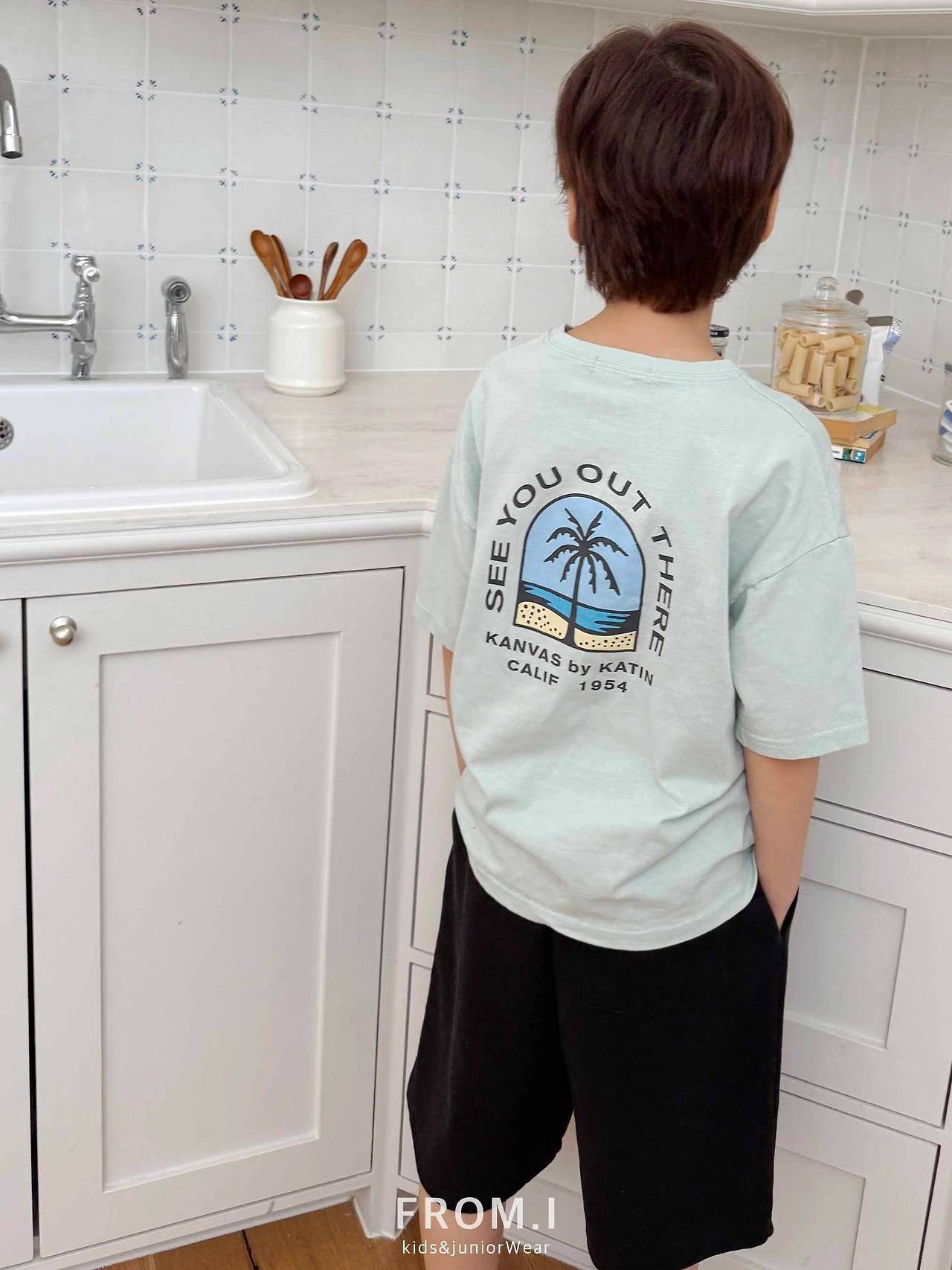 Palm Tree T-Shirts [Mint/S(3-4yr), JL(10-12yr)]