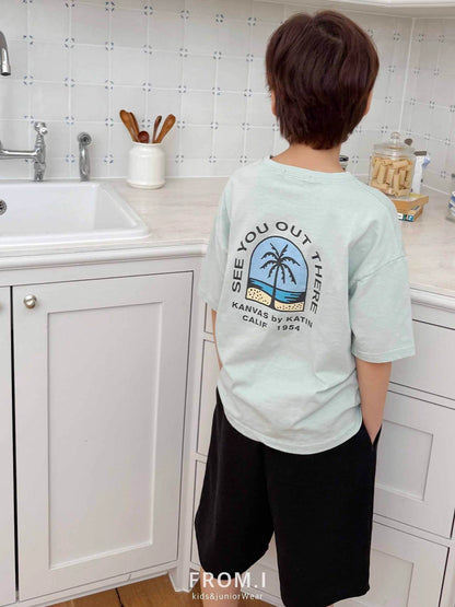Palm Tree T-Shirts [Mint/S(3-4yr), JL(10-12yr)]