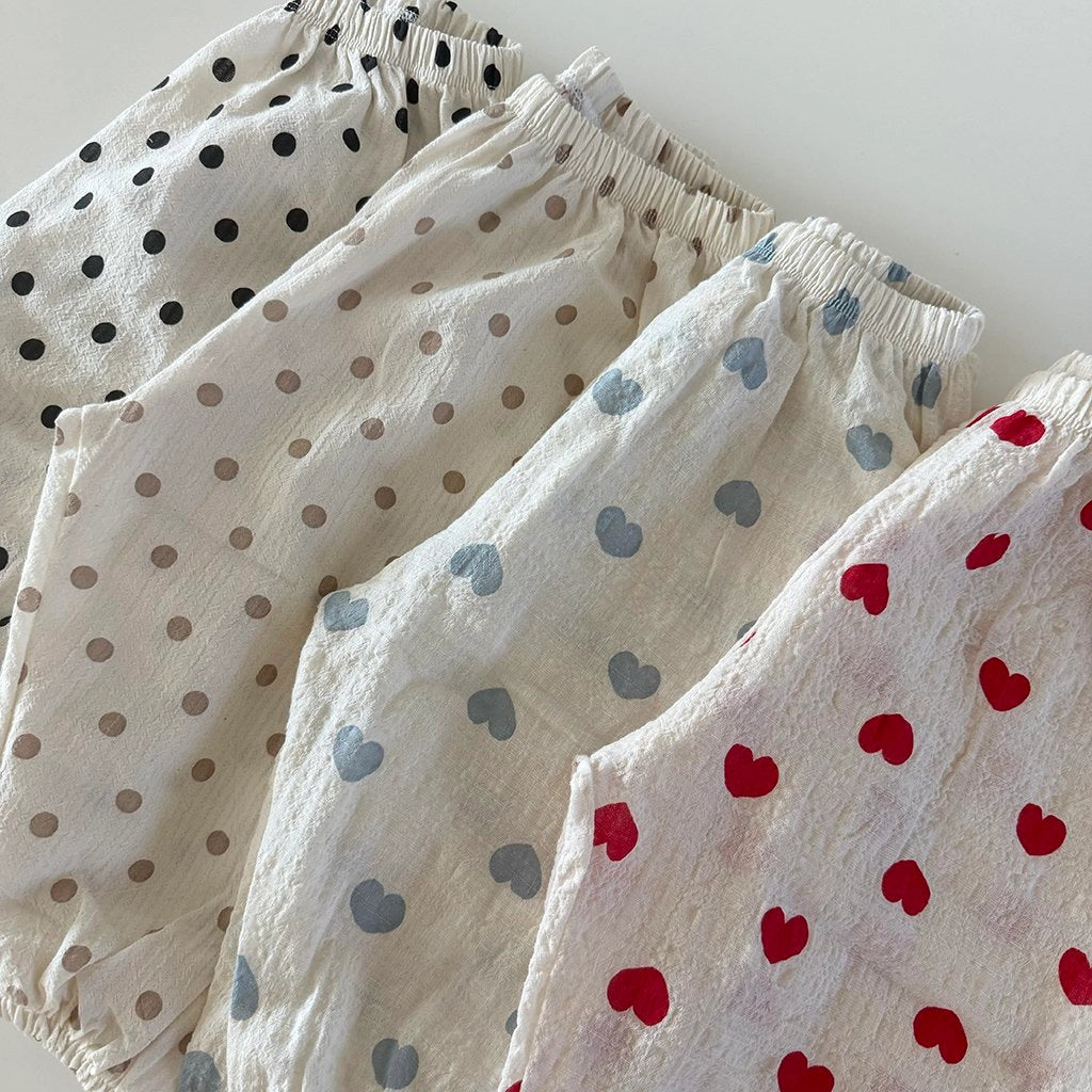 Summer Sausage Pants [Blue Heart, Beige Dot/100/M(3-4yr)]