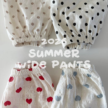 Summer Sausage Pants [Blue Heart, Beige Dot/100/M(3-4yr)]