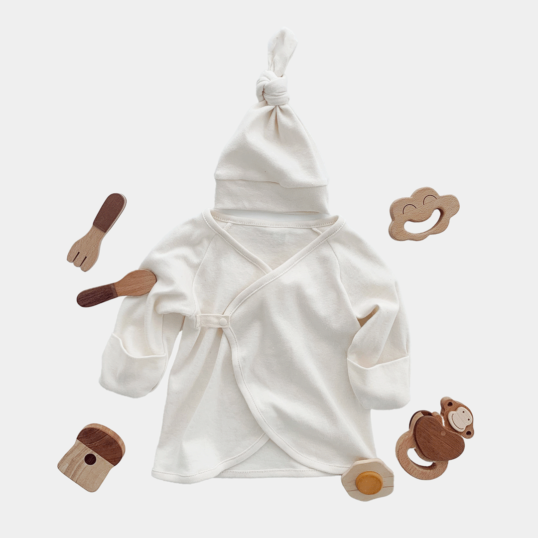 [PRE-ORDER] Organic Cotton Newborn Top + Bonnet Set