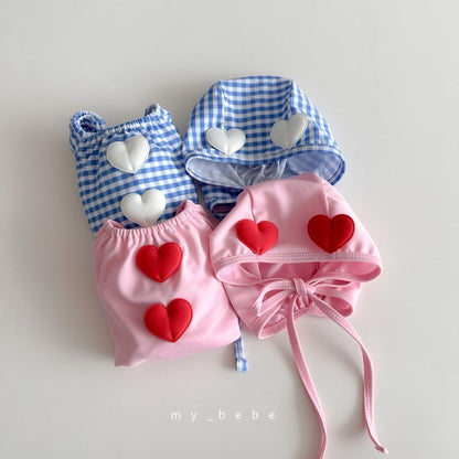 [PRE-ORDER] Heart Swim Suit + Hat Set