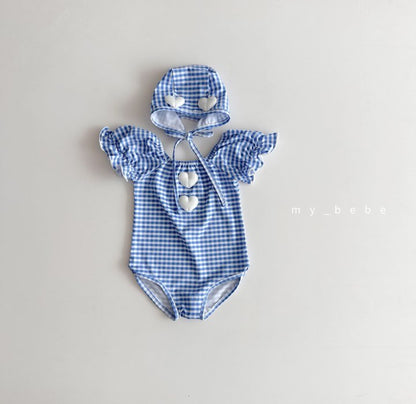 [PRE-ORDER] Heart Swim Suit + Hat Set