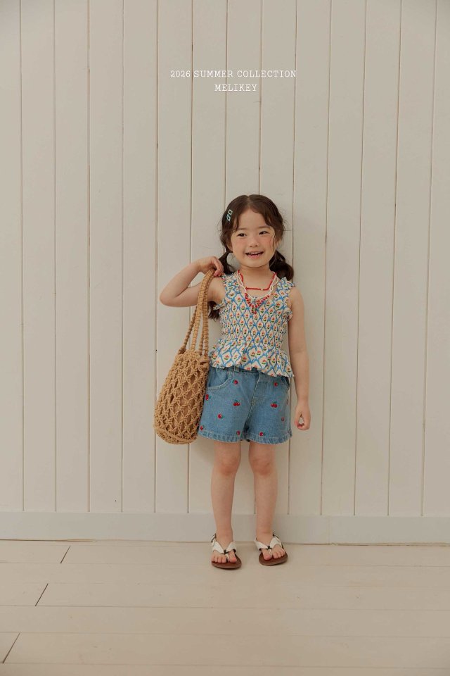 [PRE-ORDER] Cherry Ribbon Smocking Top