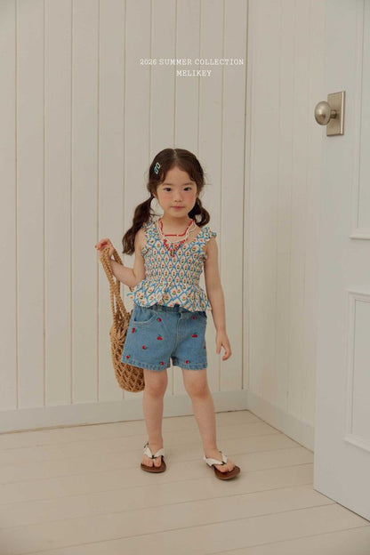 [PRE-ORDER] Cherry Ribbon Smocking Top