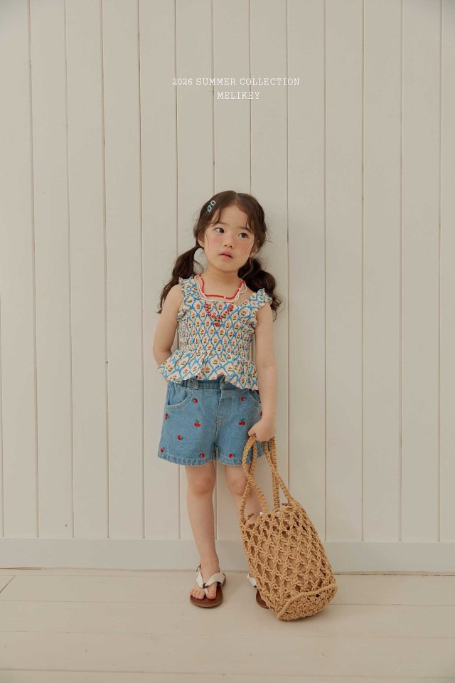 [PRE-ORDER] Cherry Ribbon Smocking Top