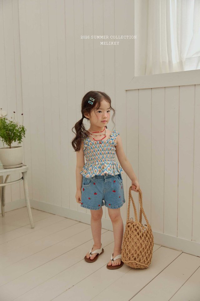 [PRE-ORDER] Cherry Ribbon Smocking Top