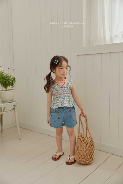 [PRE-ORDER] Cherry Ribbon Smocking Top