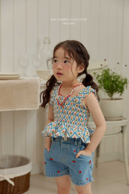 [PRE-ORDER] Cherry Ribbon Smocking Top