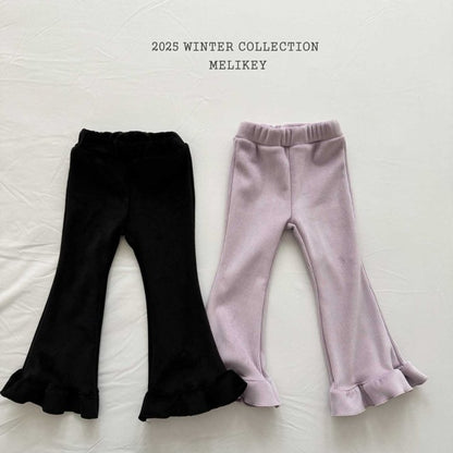 [PRE-ORDER] Mink Ribbed Frill Boot-Cut Pants