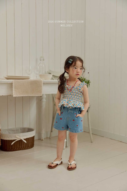 [PRE-ORDER] Cherry Ribbon Smocking Top