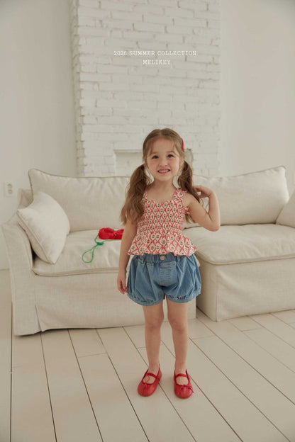 [PRE-ORDER] Cherry Ribbon Smocking Top