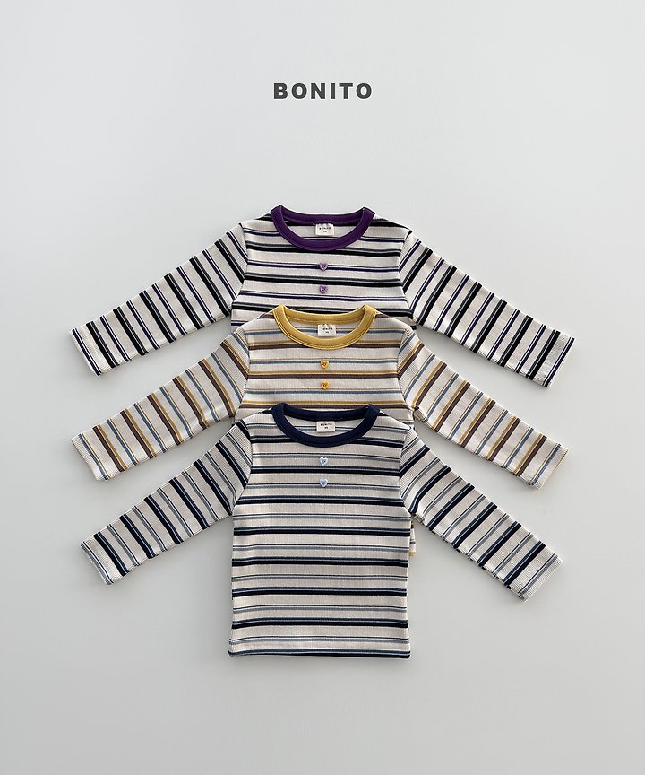 [PRE-ORDER] Heart Button Stripe T-Shirts