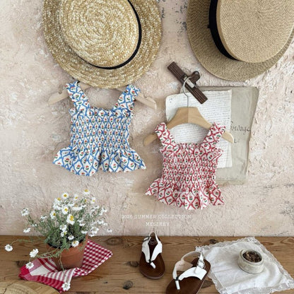 [PRE-ORDER] Cherry Ribbon Smocking Top