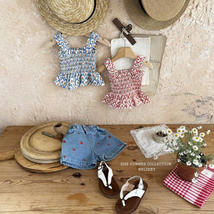 [PRE-ORDER] Cherry Ribbon Smocking Top