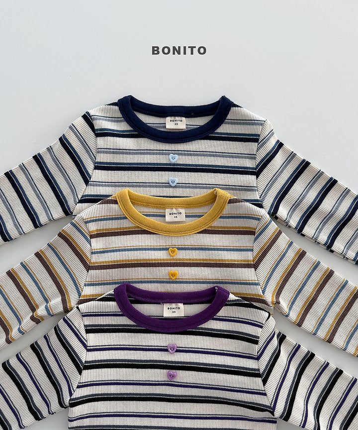 [PRE-ORDER] Heart Button Stripe T-Shirts