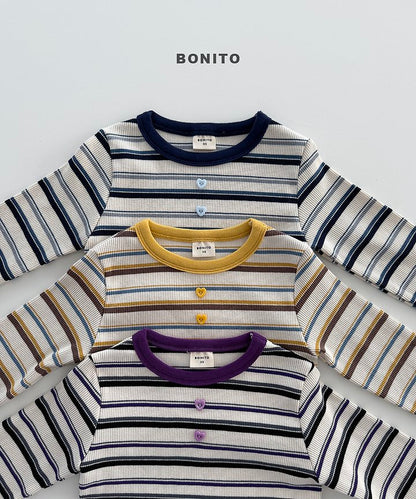 [PRE-ORDER] Heart Button Stripe T-Shirts