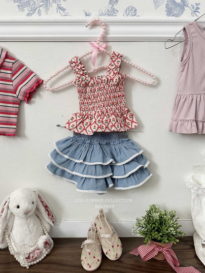 [PRE-ORDER] Cherry Ribbon Smocking Top