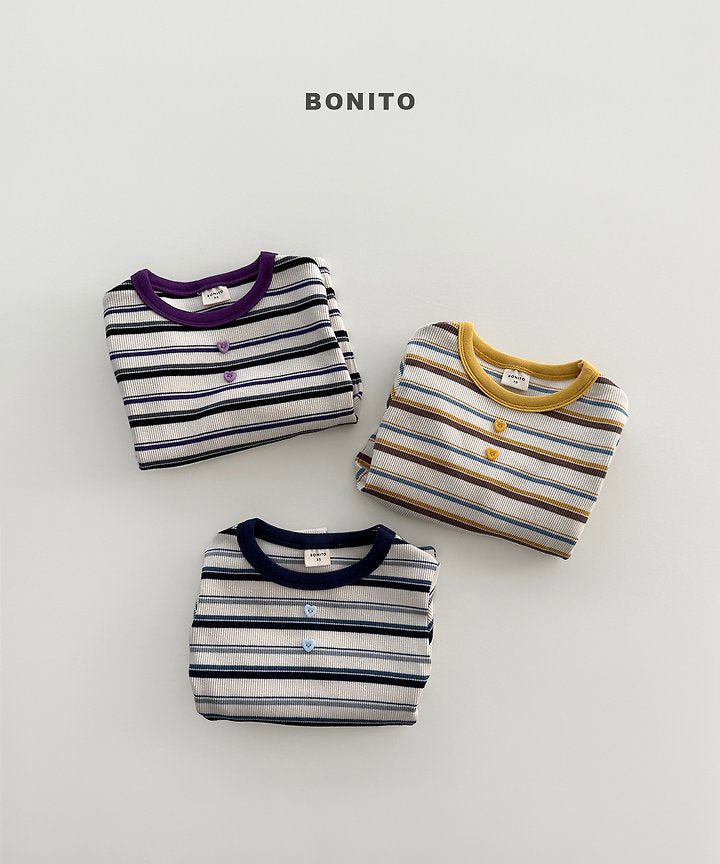 [PRE-ORDER] Heart Button Stripe T-Shirts