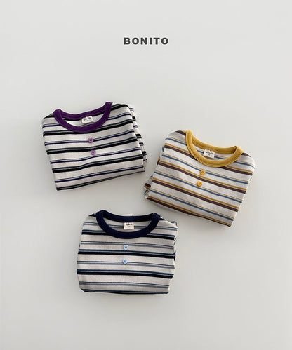 [PRE-ORDER] Heart Button Stripe T-Shirts