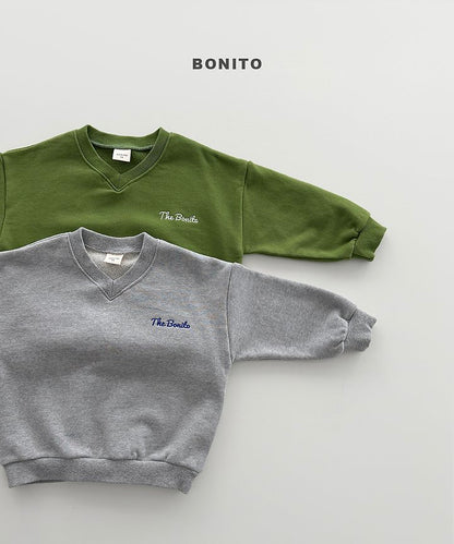 V Neck Sweatshirts [Melange Grey]