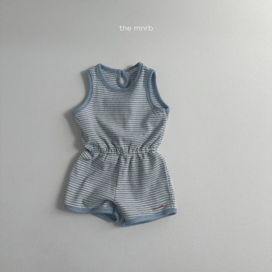 Waffle Sleeveless Romper [Blue/L(2-3yr)]