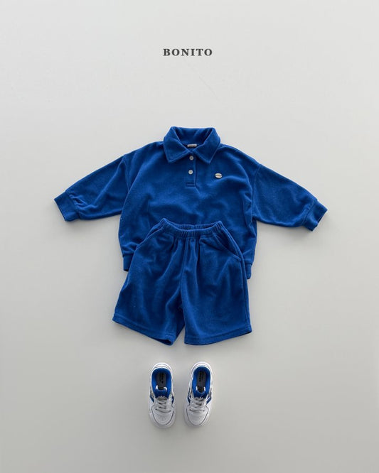 Terry Collar Top Bottom Set [Blue/L(4-5yr)]